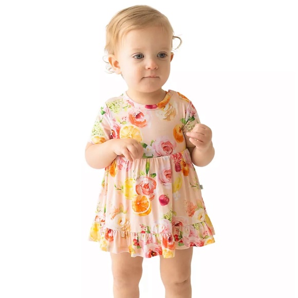 Posh Peanut
Baby Girl's Jill Marie Floral Fruit Print Dress With Bloomers - Picture 2 of 6